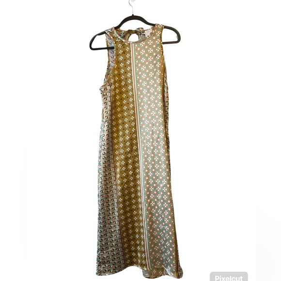 House of Harlow 1960 Revolve Sleeveless Midi Dress-Geometric-gold/Green-Size M - Picture 2 of 8